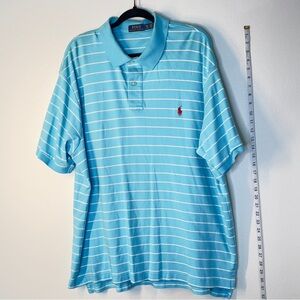 POLO RALPH LAUREN Men’s 3XB/3G Blue  white horizontal stripes Polo Short Sleeve